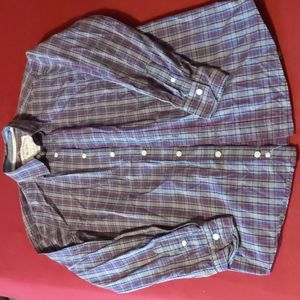 Gray, Red & Blue button Up